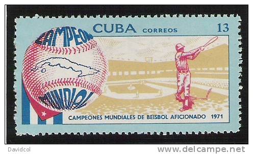 Q785.-.C U BA.-1971.- " BASEBALL / BEISBOL- CUBA CAMPEON MUNDIAL " .- EDIFIL #: 1901 .- MNH.- - Base-Ball