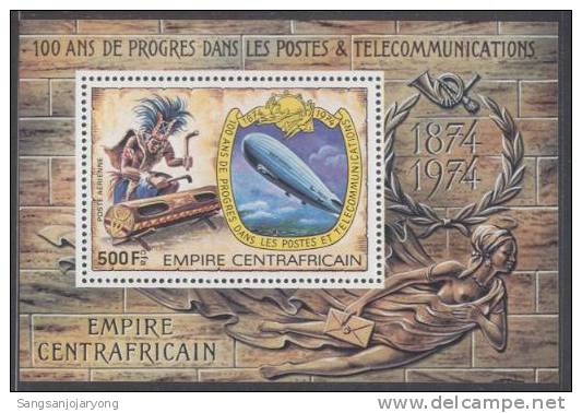 UPU, Cen. Africa ScC193 UPU Centenary, Zeppelin - U.P.U.