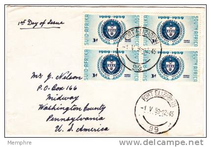 1959  FDC  Academy Of Science  Block Of 4 - FDC