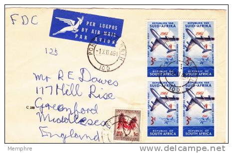 196150th Ann Of First SA Flight  Block Of 4 - FDC