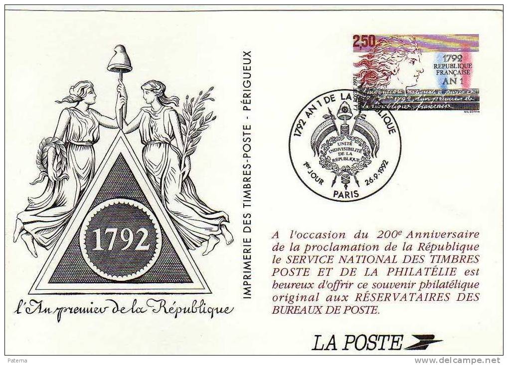 Entero Postal 1992, Francia, Entier Postal - Pseudo-entiers Officiels