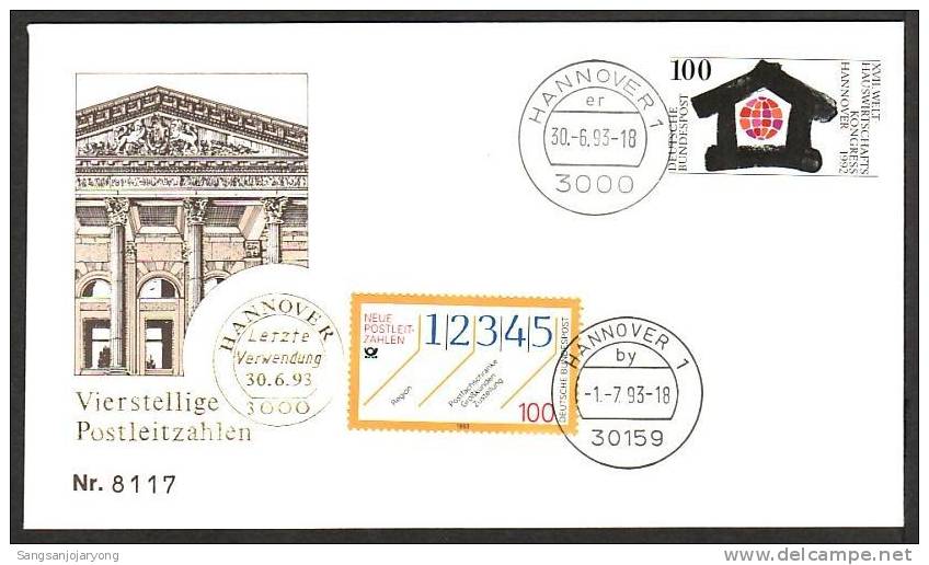 Postal, Germany Postal 150th Anniv. Envelope A - Zipcode