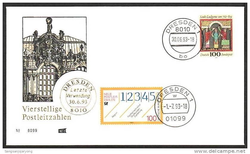 Postal, Germany Postal 150th Anniv. Envelope B - Zipcode