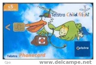 # AUSTRALIA 02005011N Telstra Child Flight 5 Puce?   Tres Bon Etat - Australie