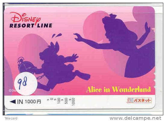 Carte Prépayée Japon (98) DISNEY JAPAN * ALICE IN WONDERLAND *  PREPAID CARD * FILM MOVIE CINEMA KINO - Disney