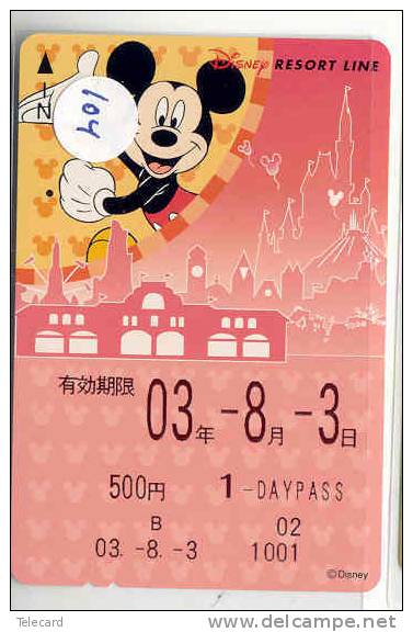 Carte Prépayée Japon (104) DISNEY JAPAN * TRAIN TREIN RESORT LINE  *  PREPAID CARD * FILM MOVIE CINEMA KINO - Disney