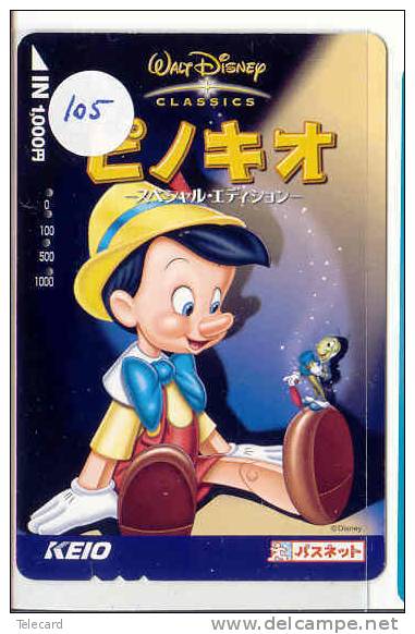 Carte Prépayée Japon (105) DISNEY JAPAN *  PINOCCHIO  *  PREPAID CARD * FILM MOVIE CINEMA KINO - Disney