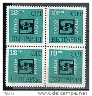 BULGARIA / BULGARIE - 1969 - 50an De L´Organisation Int.de Travail - Bl De 4** - Unused Stamps