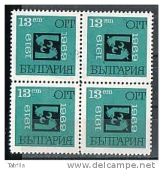 BULGARIA / BULGARIE - 1969 - 50an De L´Organisation Int.de Travail - Bl De 4** - Neufs