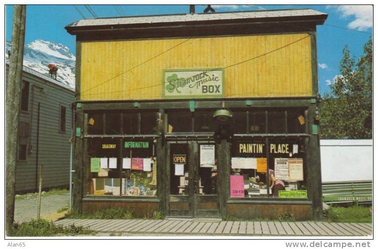 Haines(?) Alaska Business, Shamrock Music Box Store, Skagway Sign In Window On C1970 Vintage Postcard - Sonstige & Ohne Zuordnung