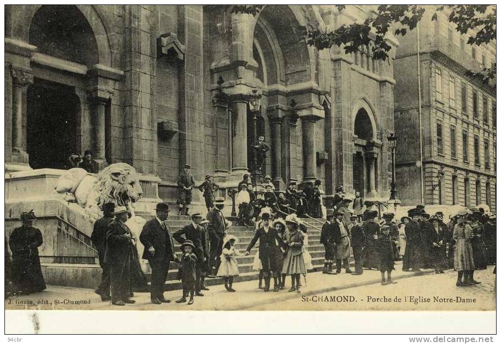 CPA ( 42)    SAINT  CHAMOND      Porche De L Eglise Notre Dame - Saint Chamond