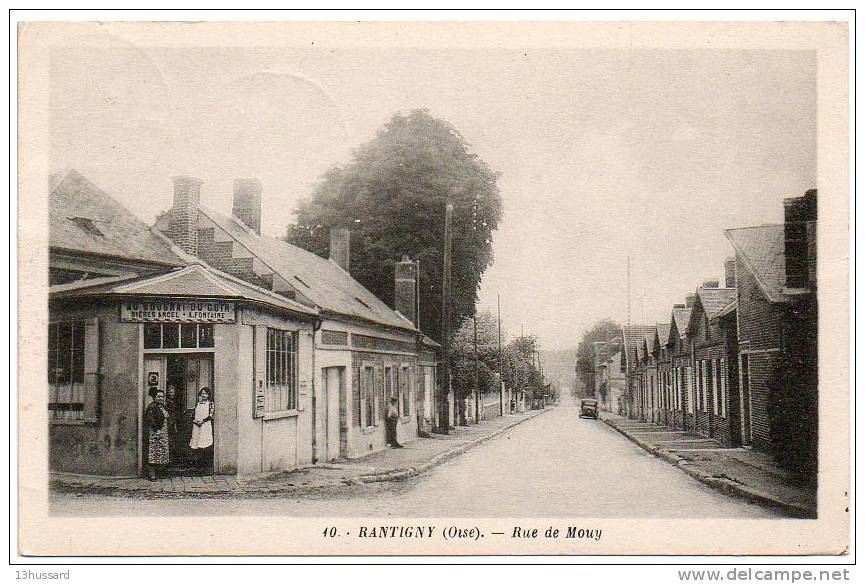 Carte Postale Ancienne Rantigny - Rue De Mouy - Bar. Au Bougnat Du Coin, Bière Ancel - Rantigny