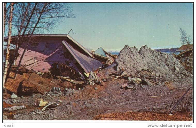 1964 Alaska Earthquake Damage, House Destroyed, Disaster Postcard, Anchorage Turnagain Neighborhood - Andere & Zonder Classificatie