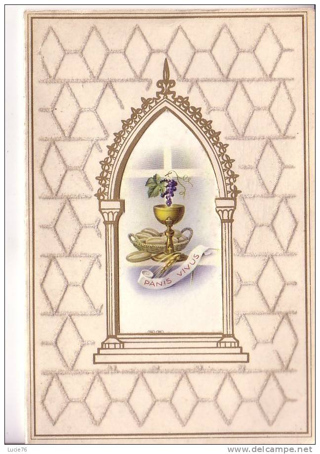 CARTE DOUBLE -  Souvenir De COMMUNION --  Panis Vivus - Communie