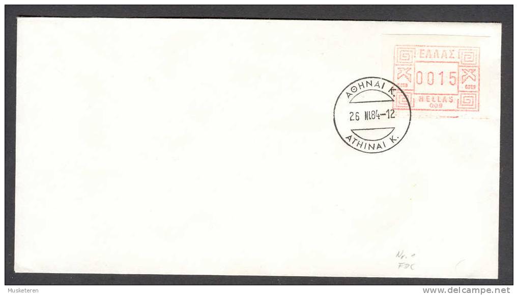 Greece Hellas FDC ATHINAI Athens 1984 Cancel Blanco Cover ATM Frama Label Automatenmarke - FDC