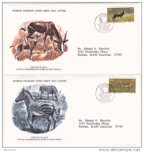 1976  FDC WWF Wildlife Protection: Cheetah, Black Rhinoceros, Antelope, Zebra - FDC