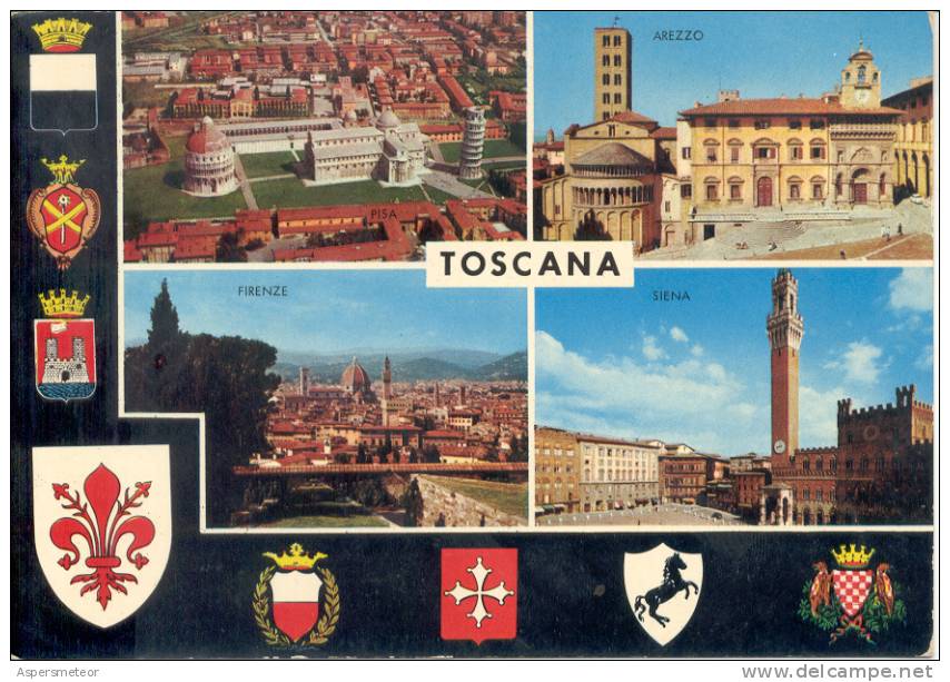 ITALIA, TOSCANA, FIRENZE, PISA, AREZZO E SIENA. MULTIVIEWS CPSM NON CIRCOLATA CUAC - Firenze (Florence)