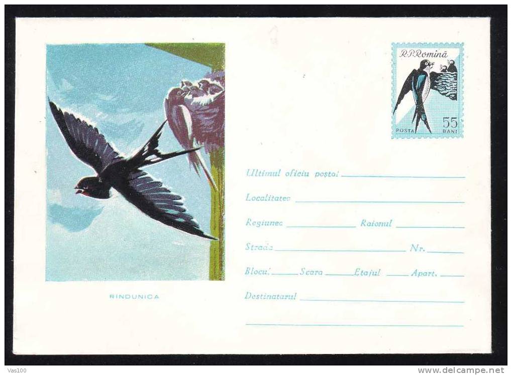 HIRONDELLE SWALOW Entier Postal Stationary 1961 Very Rare RRR,Romania. - Zwaluwen