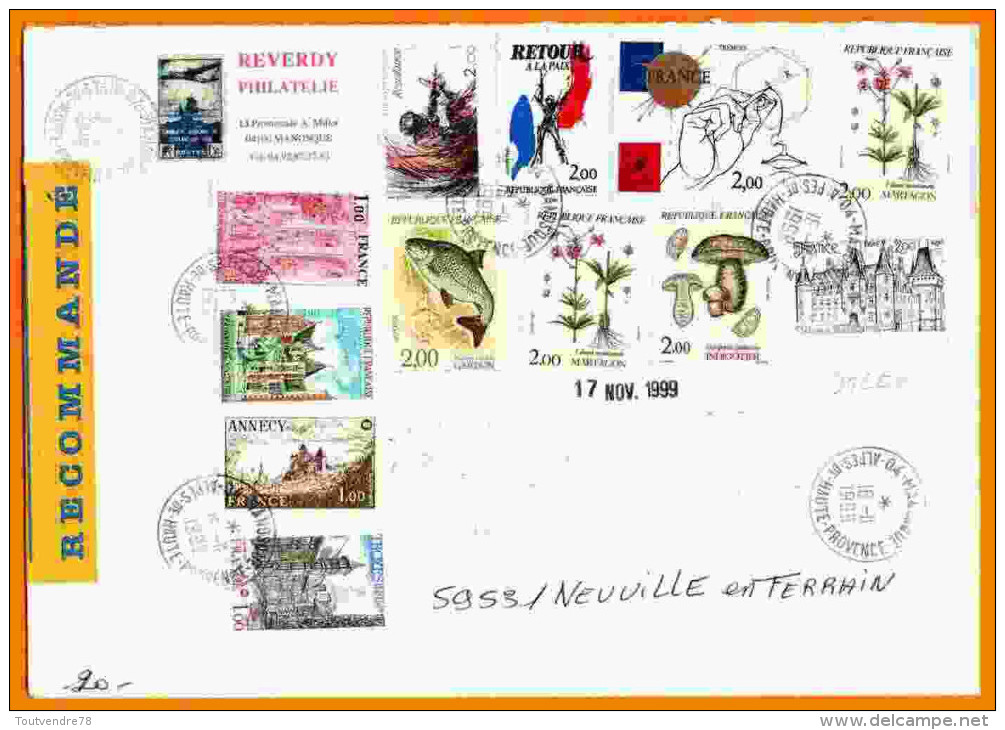 DOC067 : DEPT 04 (ALPES DE HAUTE PROVENCE) MANOSQUE 1999 > CACHET TYPE A9  SUR LETTRE RECOMMANDE - Postal Rates