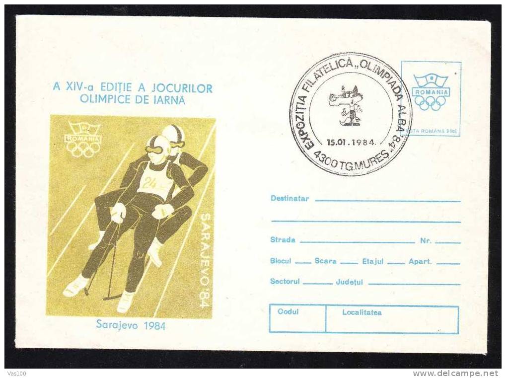 Romania 1984 Cover Postal Stationery Enteire Postal Olimpyc Hiver Sarajevo,PMK Temporar.(B) - Inverno1984: Sarajevo