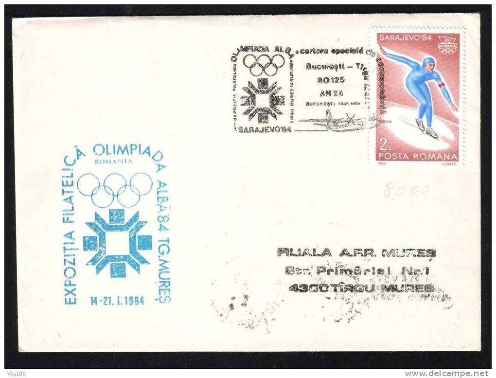 Romania 1984 Cover Olimpyc Hiver Sarajevo,PMK Temporar,obliteration Concordante.(C) - Winter 1984: Sarajevo