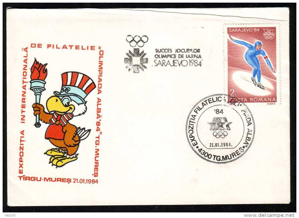 Romania 1984 Cover Olimpyc Hiver Sarajevo,PMK Temporar,obliteration Concordante.(D) - Hiver 1984: Sarajevo