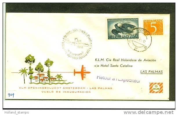 LP BRIEF KLM AMSTERDAM - LAS PALMAS 1960  (909) - Airmail