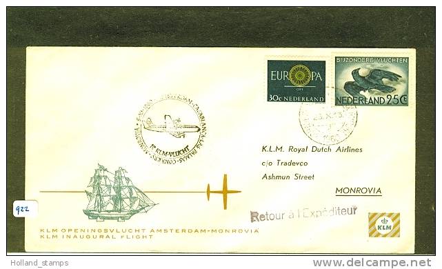 LP BRIEF KLM AMSTERDAM - MONROVIA  1960    (922) - Airmail