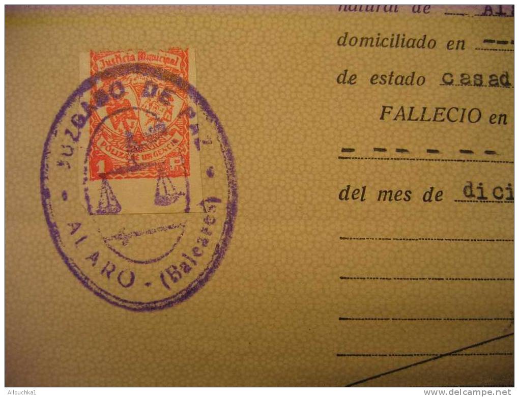 22-07-1960-CERTIFICATION EN EXTRACTO DE ACTA DE DEFUNCION - REGISTRO DIVIL DE ALARO-BALEARES - Sin Clasificación