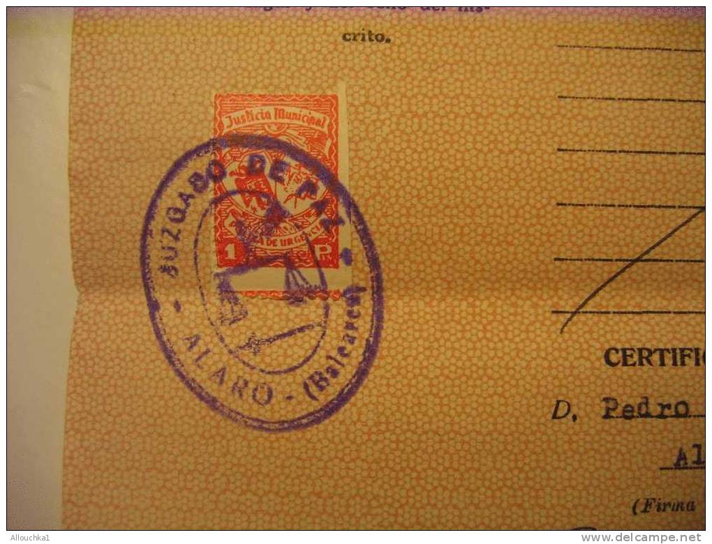 22-07-1960-CERTIFICATION EN EXTRACTO DE ACTA DE NACIMIENTO - REGISTRO DIVIL DE ALARO-BALEARES - Non Classificati