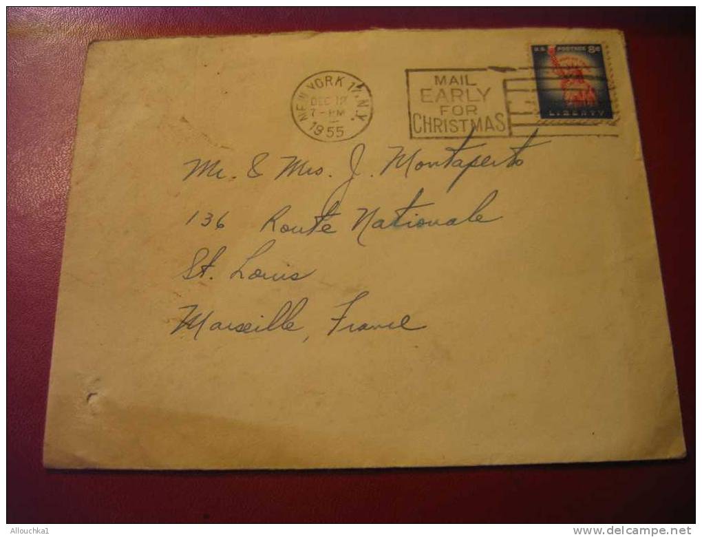 Timbres / Amérique / Etats-Unis / 1941-50 / Lettres & Documents NEW-YORK 12 DEC-1955 -FLAMME MAIL EARLY FOR CHRISMAS - Cartas & Documentos