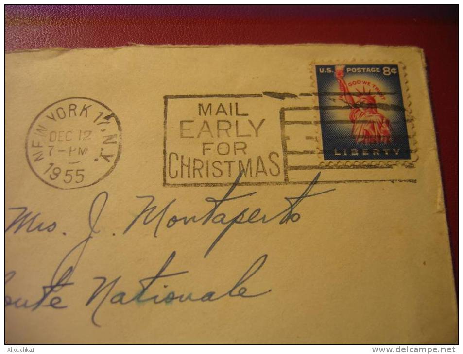 Timbres / Amérique / Etats-Unis / 1941-50 / Lettres & Documents NEW-YORK 12 DEC-1955 -FLAMME MAIL EARLY FOR CHRISMAS - Covers & Documents