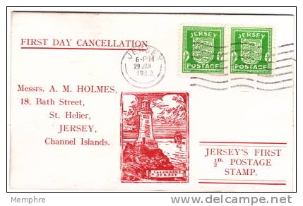 1942  German Occupation  Stamp FDC With Cachet On Post Card - Jersey
