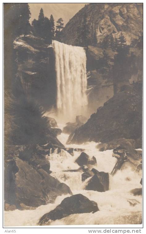 Yosemite Park Real Photo Postcard, Waterfall And River - Yosemite