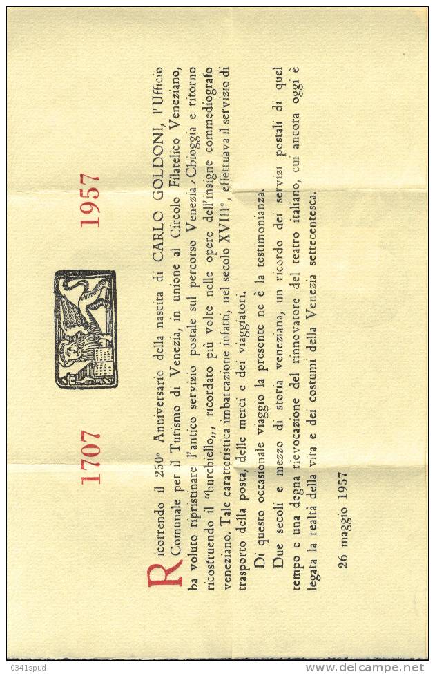 1957 Italia  Chioggia  Venezia  Théâtre Teatro Theatre  Carlo Goldoni - Theater