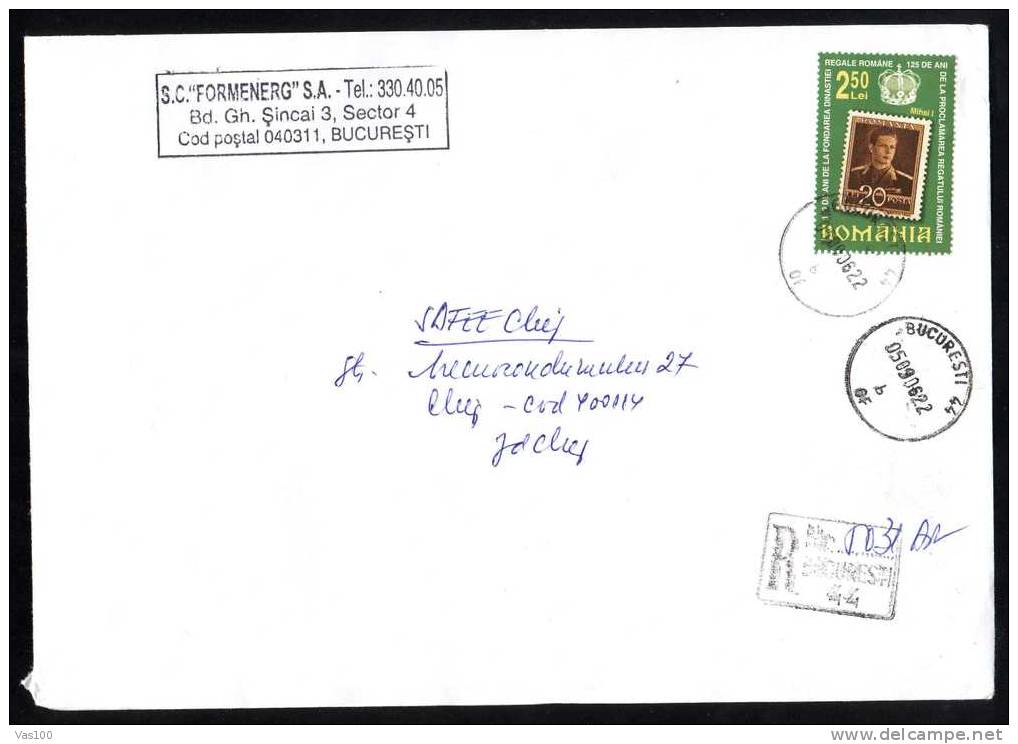 King Mihai,Royality Stamp On Cover Registred Romania. - Lettres & Documents