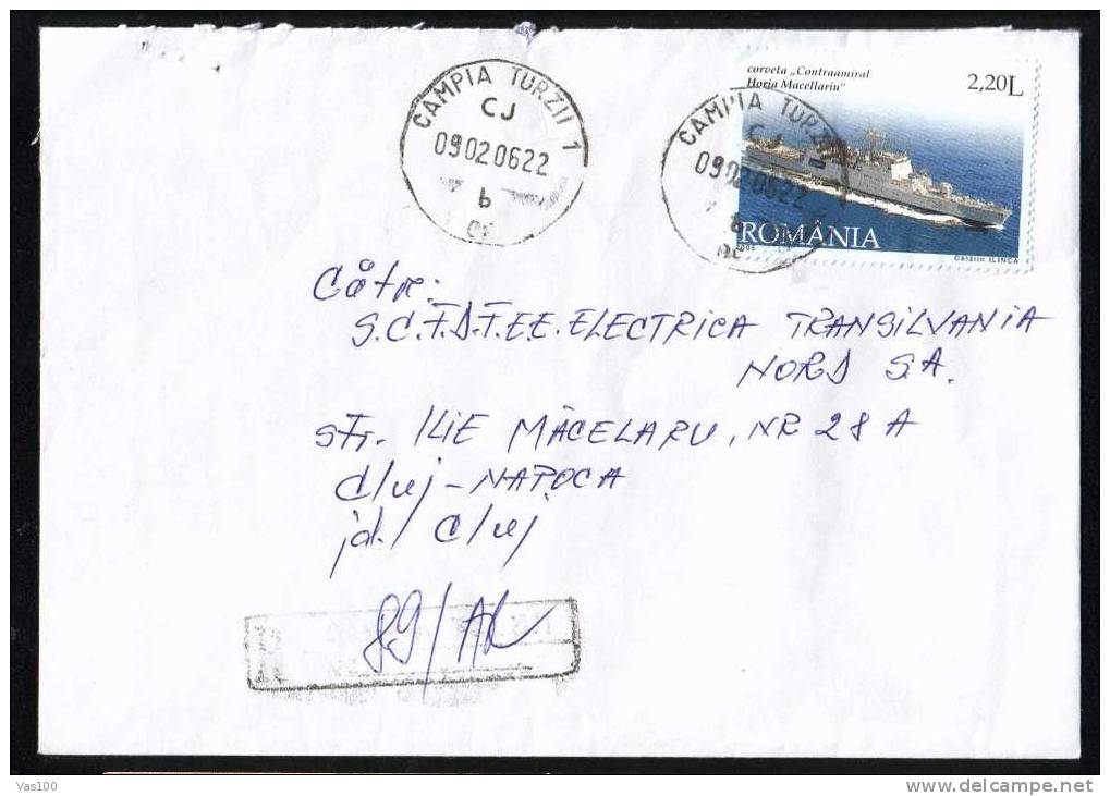 Ship Stamp 2005 On Cover Registred Romania.(F) - Lettres & Documents