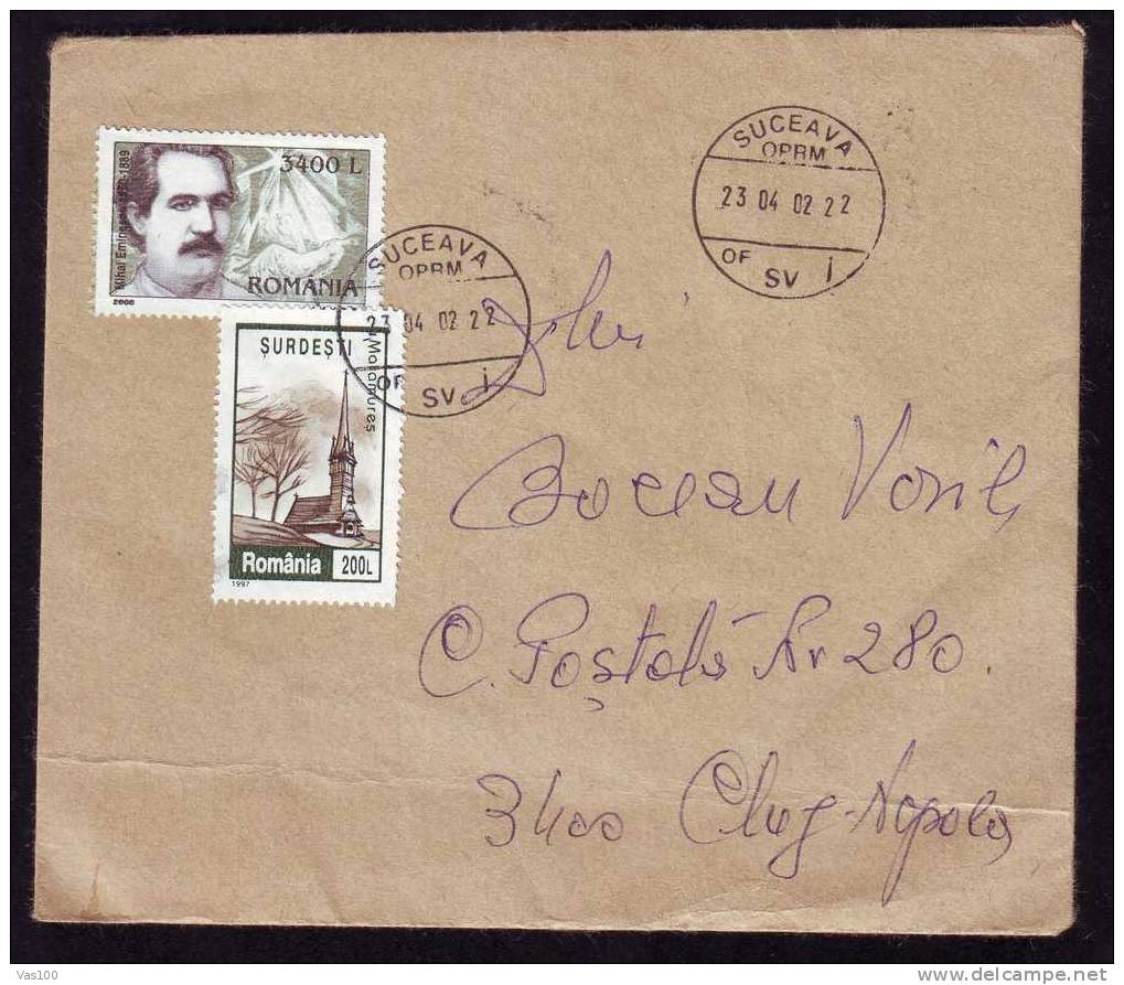Eminescu Writer Stamp On Cover.(M) - Lettres & Documents