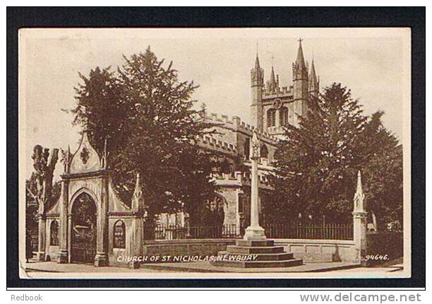 1940's Postcard - Church Of St. Nicholas & Memorial Newbury Berkshire - Ref 414 - Sonstige & Ohne Zuordnung