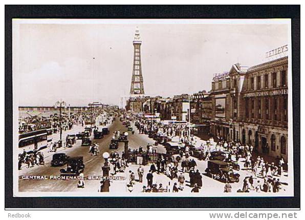 Real Photo Animated Postcard Central Promenade & Blackpool Tower - Lancashire - Ref 414 - Blackpool