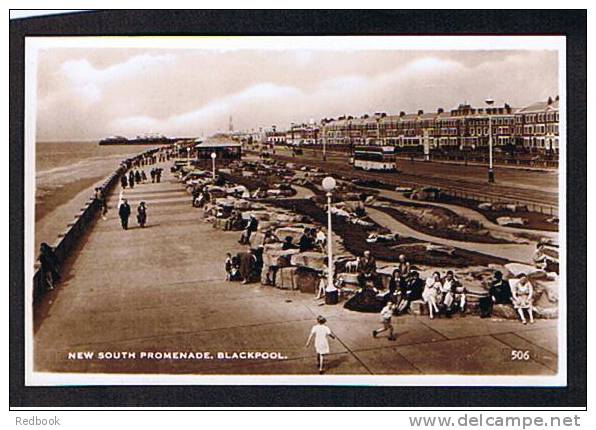 Real Photo Postcard New South Promenade Blackpool - Lancashire - Ref 414 - Blackpool