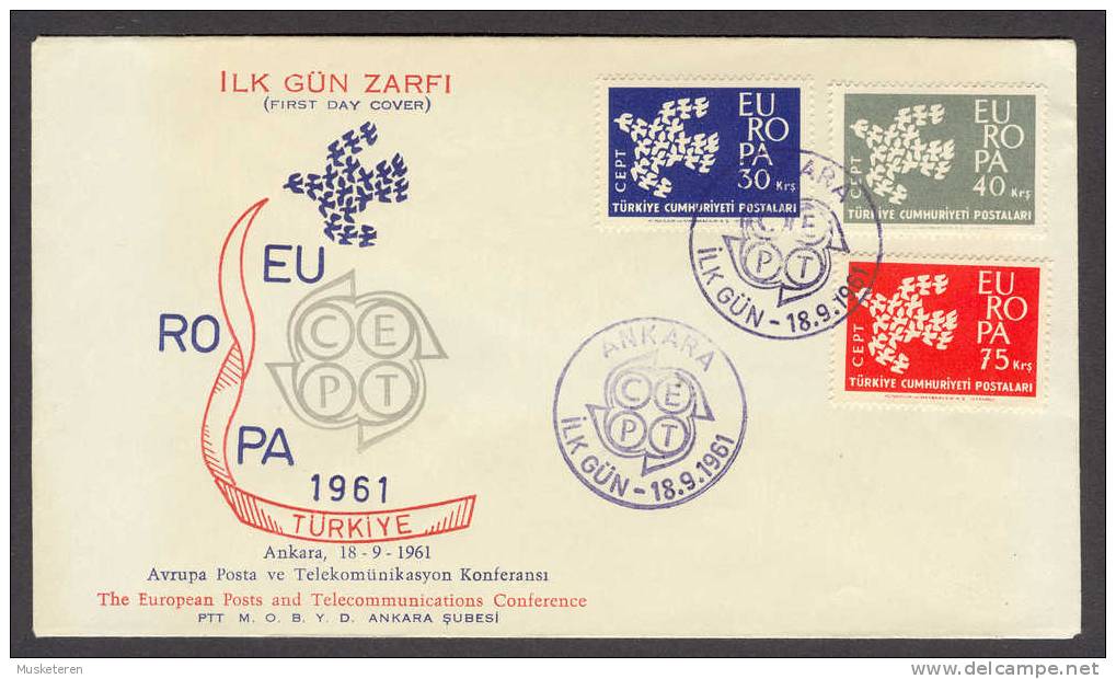 Turkey 1961 FDC Cover Mi. 1820-22 Europa CEPT - FDC