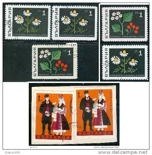 ● BULGARIA  -  Rep. Pop. - COSTUMI E FIORI  -  1968  -  N. 1641 E 1647 . . . Usati  -  387 /88 /89 - Used Stamps