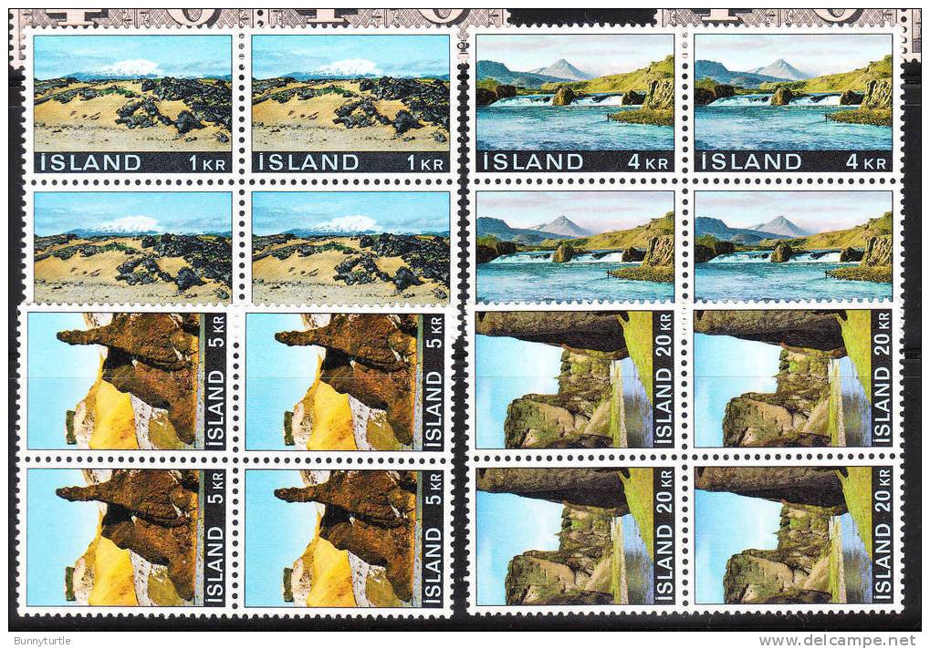 Iceland 1970 Snaefellsjokull Mountain Scenery Blk Of 4 MNH - Nuevos