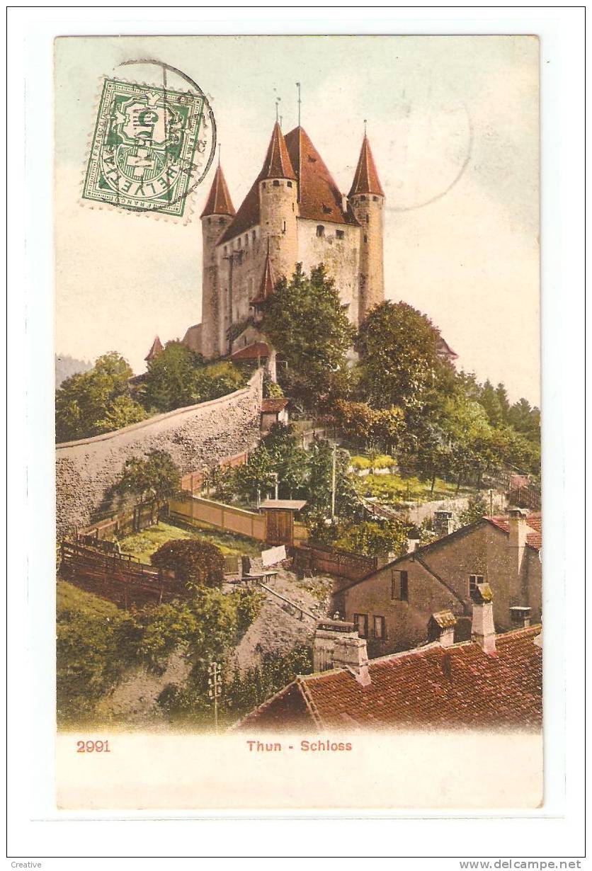 Suisse- Schweiz -Zwitserland Switzerland.  Thun - Thoune - Schloss 1905(2scans) - Thun