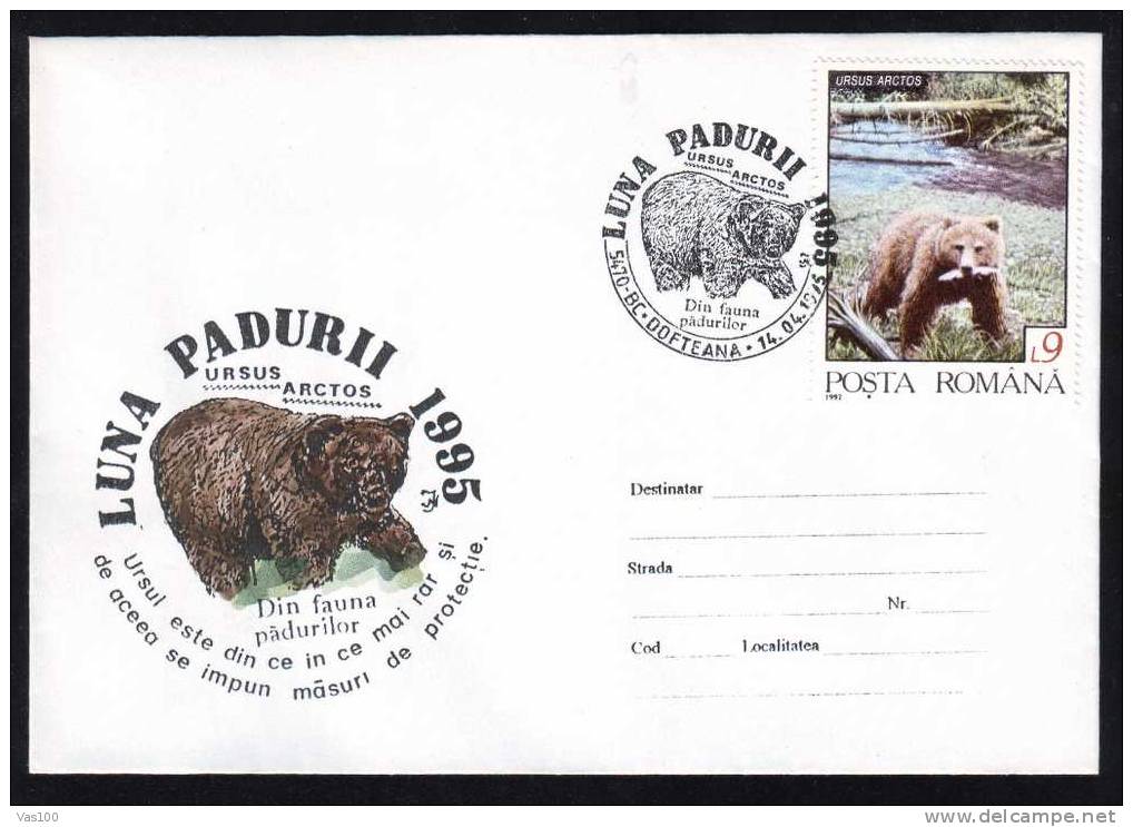 BEARS OURS, HUNTING, Stamp On Cover Obliteration Concordante 1995 Dofteana - Romania.(E) - Ours