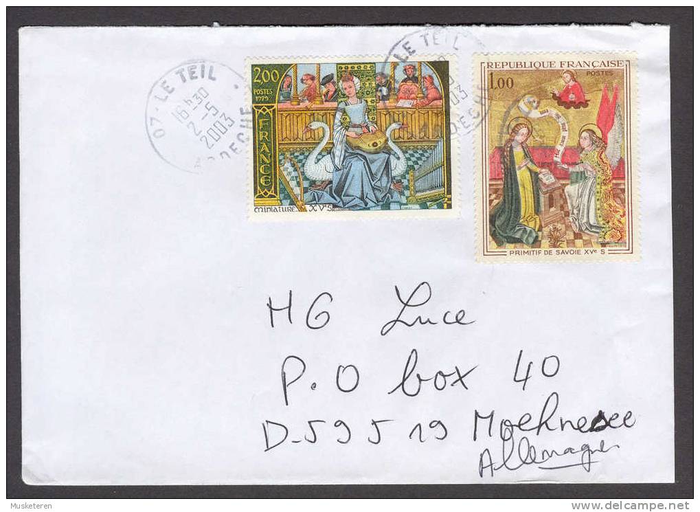 France Beauty Deluxe LE TEIL Ardeche Cancel Cover 2003 To Allemagne Germany - Storia Postale