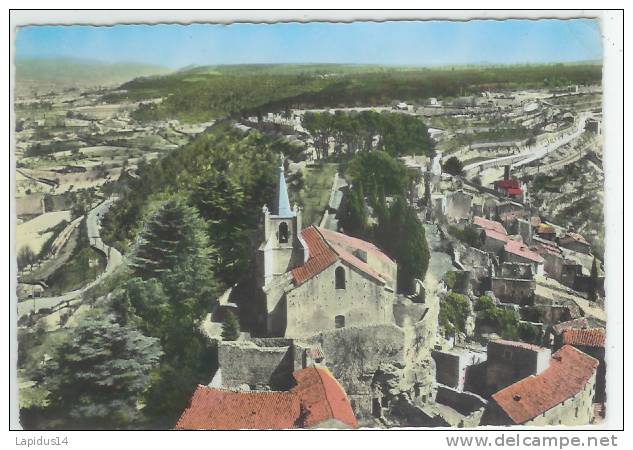 L 641 / CPSM  BONNIEUX  (84)    EN AVION AU DESSUS DE BONNIEUX  EGLISE   XII° SIECLE - Bonnieux