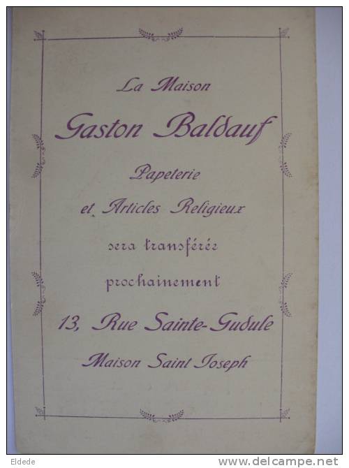 Papeterie De Luxe Gaston Baldauf Rue Ste Gudule Dos Pub - Autres & Non Classés