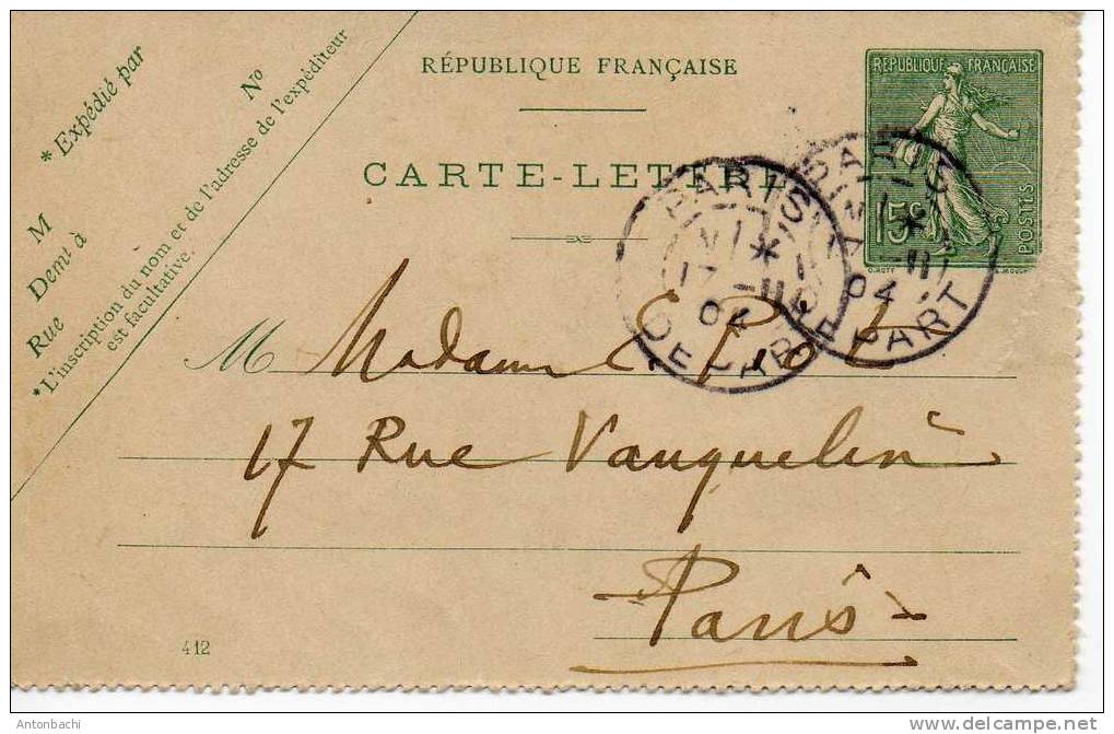 FRANCE - CARTE LETTRE- SEMEUSE-1919 - YT 130-? - DATE 817 -PARIS 28 À MARSEILLE - Kaartbrieven
